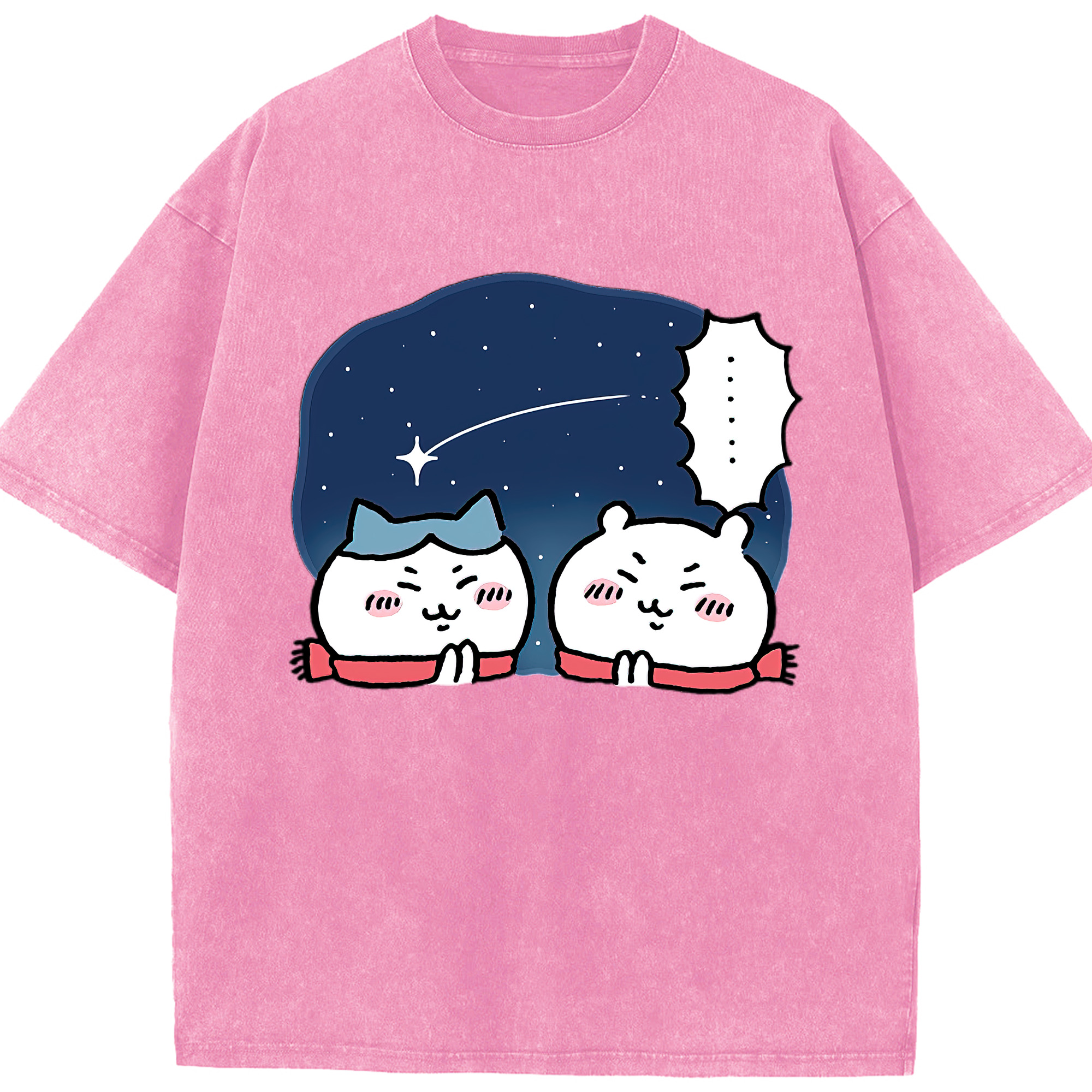 （画像用） ちいかわ ハチワレ Chii-kawa hachiware 綿100% ヴィンテージ風 半袖Tシャツ（フロントプリント）